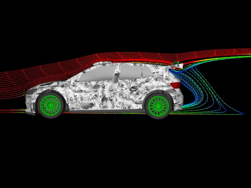 Tajemství aerodynamiky vozu Škoda Fabia Rally2